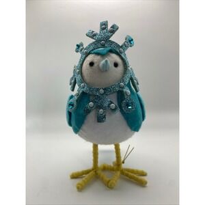 Fractal 2022 Winter Bird Figurine Teal Snowflake Crown Sparkle Accent Holiday‎